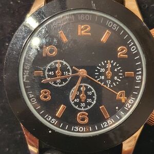 10/$20 Goldtone/Black Silicone Men's Watch